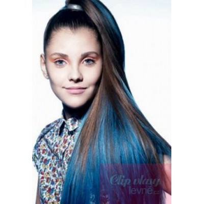 Clip in pramínek – REMY 100% lidské vlasy – modrá