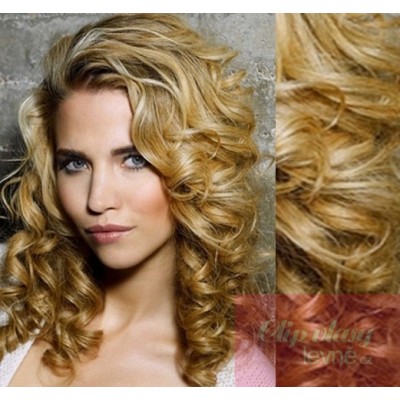 Clip in kudrnaté vlasy 100% lidské REMY 53cm - přírodní blond