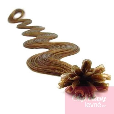 Vlnité vlasy k prodlužování keratinem 50cm - světle hnědé