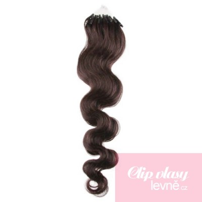 Vlnité vlasy pro metodu Micro Ring / Easy Loop 50cm – tmavě hnědé