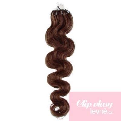 Vlnité vlasy pro metodu Micro Ring / Easy Loop 50cm – středně hnědé
