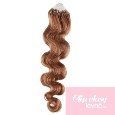 Vlnité vlasy pro metodu Micro Ring / Easy Loop 50cm – světle hnědé