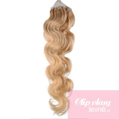 Vlnité vlasy pro metodu Micro Ring / Easy Loop 50cm – přírodní blond