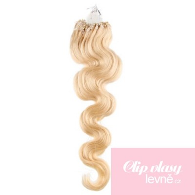 Vlnité vlasy pro metodu Micro Ring / Easy Loop 50cm – nejsvětlejší blond
