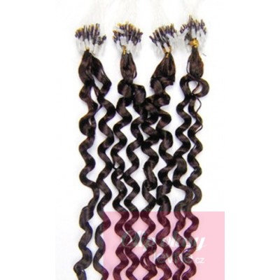 Kudrnaté vlasy pro metodu Micro Ring / Easy Loop 50cm – tmavě hnědé