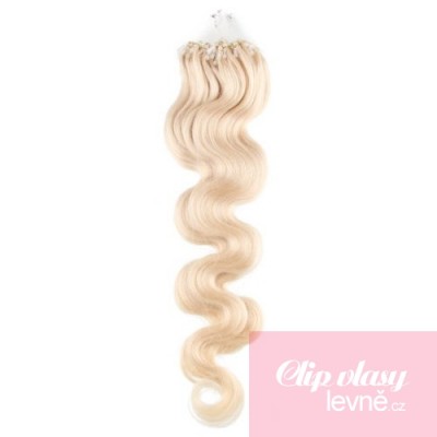 Vlnité vlasy pro metodu Micro Ring / Easy Loop 60cm – platina