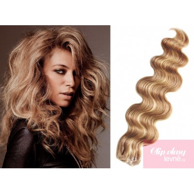 Vlnité vlasy pro metodu TapeX / Tape Hair / Tape IN 50cm - přírodní / světlejší blond