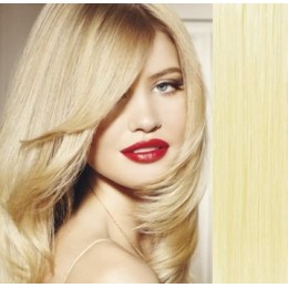 Vlasy pro metodu Pu Extension / TapeX / Tape Hair / Tape IN 40cm - nejsvětlejší blond
