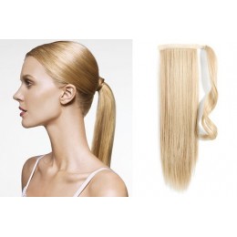 Clip in příčesek culík/cop 100% lidské vlasy 50cm - nejsvětlejší blond