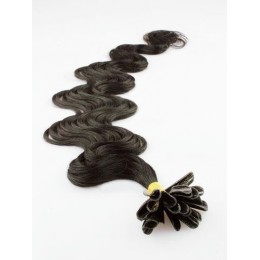 Vlnité vlasy k prodlužování keratinem 50cm - přírodní černé