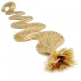 Vlnité vlasy k prodlužování keratinem 50cm - přírodní blond