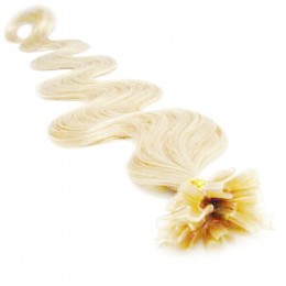 Vlnité vlasy k prodlužování keratinem 50cm - platina