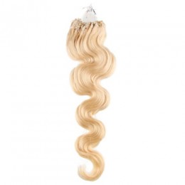 Vlnité vlasy pro metodu Micro Ring / Easy Loop 50cm – nejsvětlejší blond