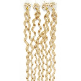 Kudrnaté vlasy pro metodu Micro Ring / Easy Loop 60cm – nejsvětlejší blond