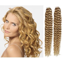 Kudrnaté vlasy pro metodu TapeX / Tape Hair / Tape IN 50cm - přírodní blond