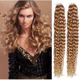 Kudrnaté vlasy pro metodu TapeX / Tape Hair / Tape IN 50cm - přírodní / světlejší blond